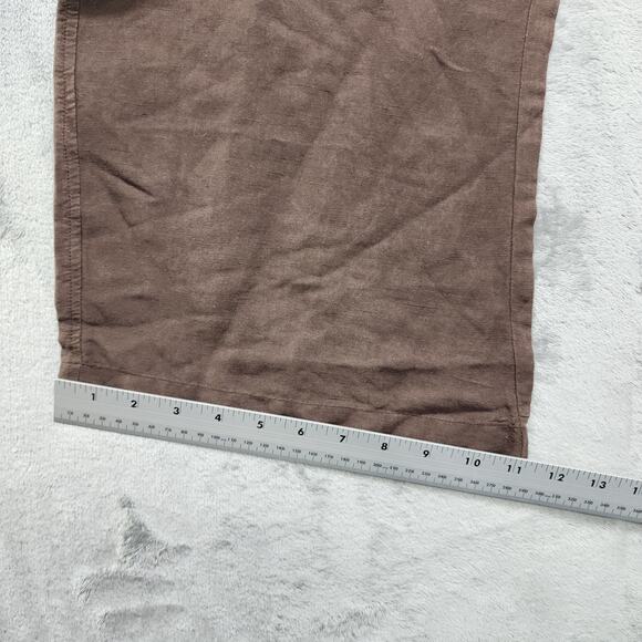 New York & Company Pant Womens 10 Brown Linen Blend High Rise Wide Leg Crop Airy - Picture 9 of 10